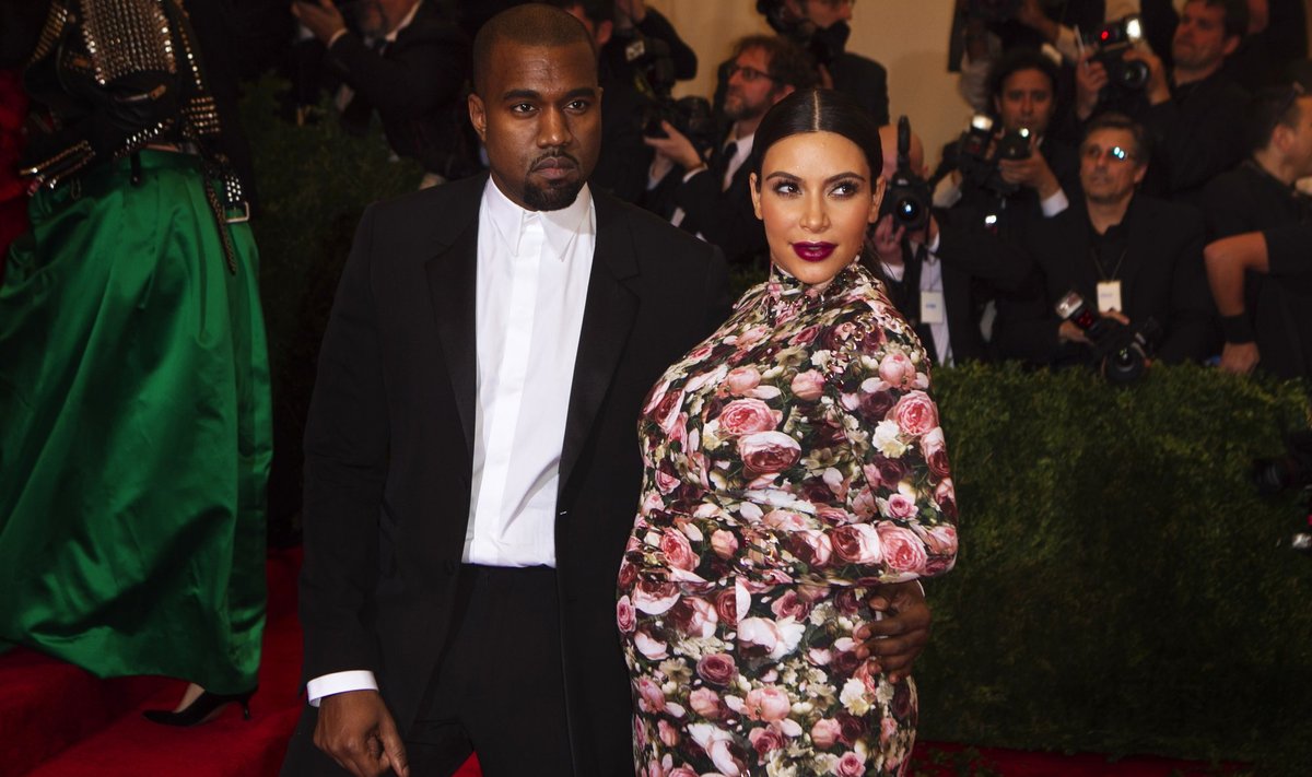 Singer Kanye West and reality tv actress Kim Kardashian arrive at the Metropolitan Museum of Art Costume Institute Benefit celebrating the opening of "PUNK: Chaos to Couture" in New York