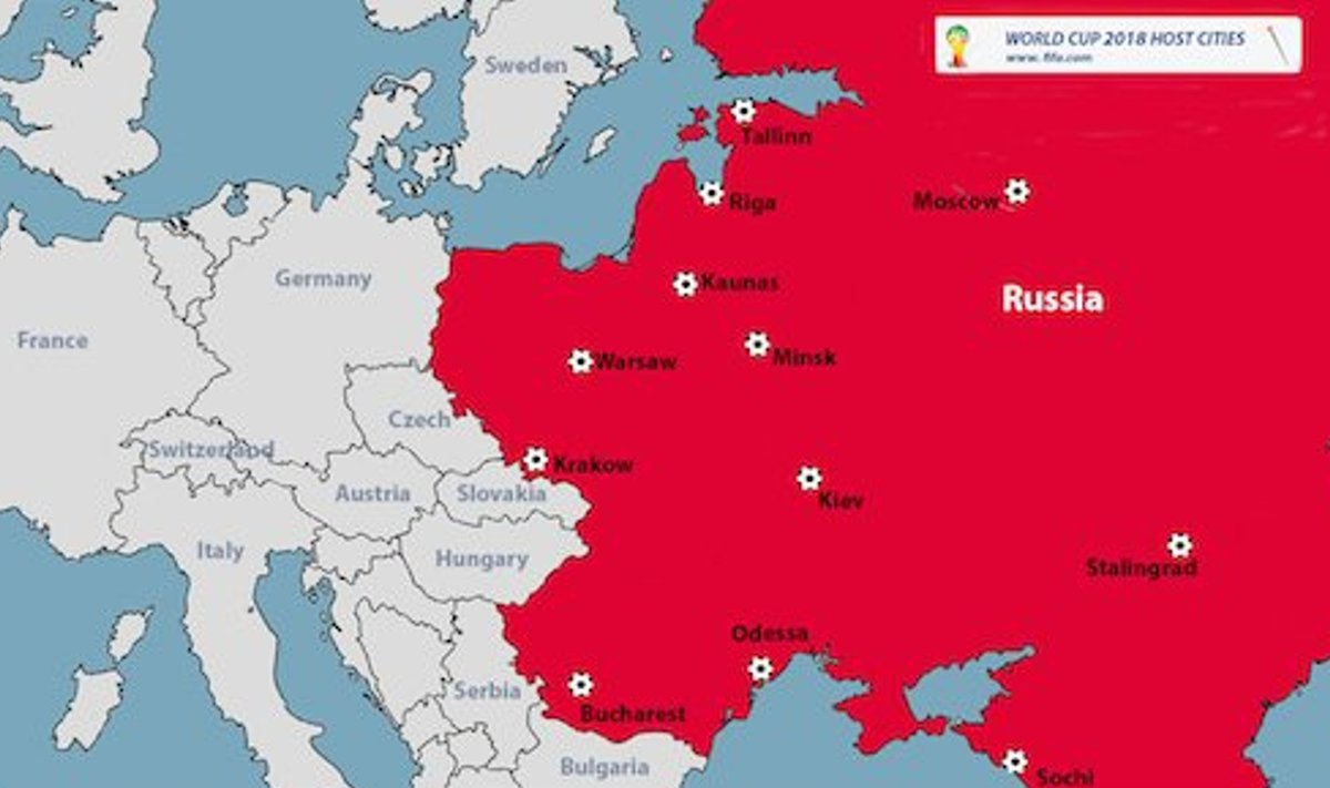 Venemaa jalgpalli MMi kaart