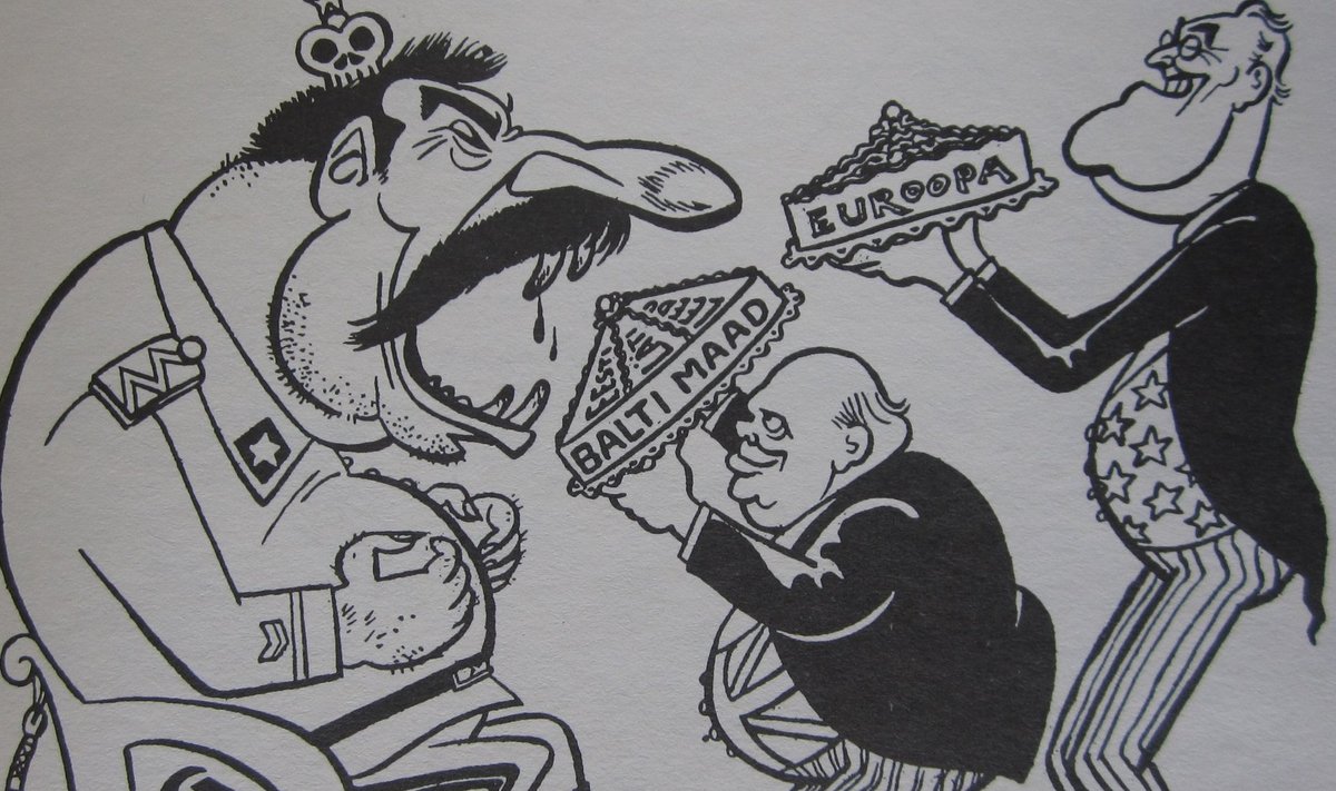 INGLISE-AMEERIKA POLIITIKA: "Neela pealegi need alla, siis jätad ehk meie nahad terveks!". Gori karikatuur 1943.