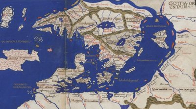 Nicolaus Germanuse poolt ümberjoonistatud. Ptolemaiose kaart  Scandinaviast. 1467 a.