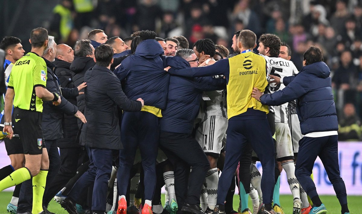 Torino Juventuse ja Milano Interi mängijate vahel läks asi tuliseks.