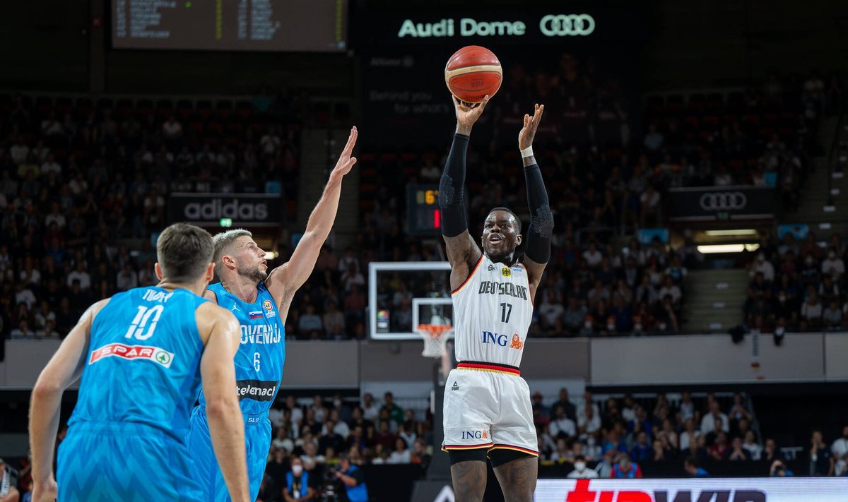 Dennis Schröder (palliga) aitas Saksamaa kindlale võidule Sloveenia üle.
