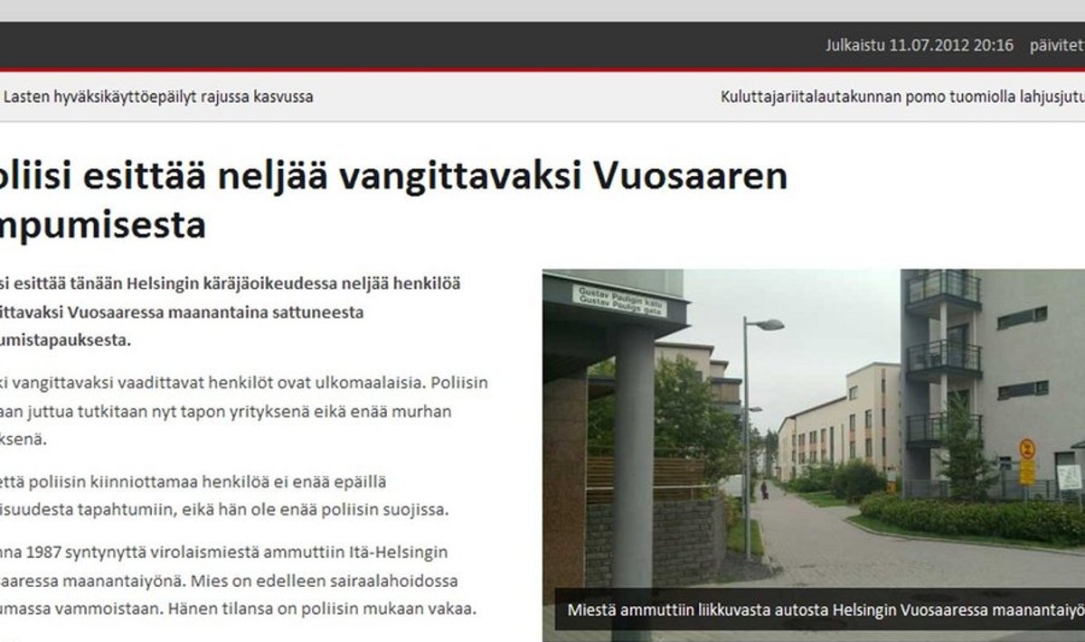 Vuosaaris valati viru verd: eestlaste “maffiastiilis” tulistamise kajastusi Soome pressis.