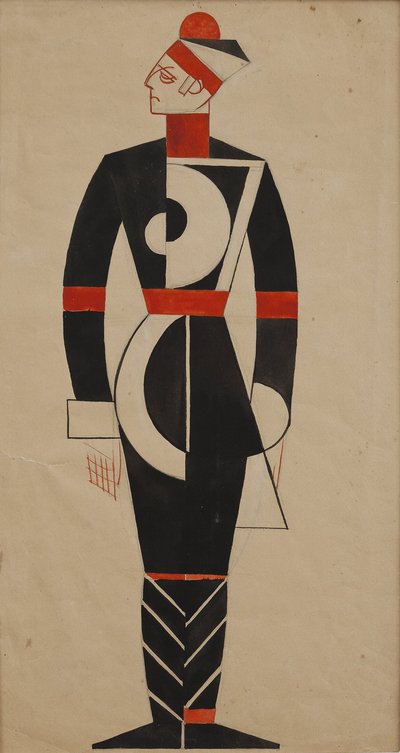 VADYM MELLER (1884–1962): Sketch of the Officer costume for the play Gas, written by Georg Kaiser. Berezil Artistic Association, 1923. Watercolour, Indian ink and gouache on cardboard.