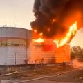 В Сочи загорелся резервуар с топливом. По некоторым данным, причиной пожара стала атака беспилотника