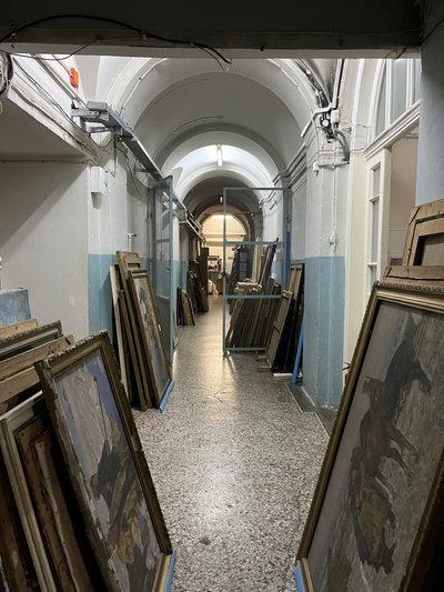 MUSEUM DURING THE WAR: Most of the works in the National Art Museum of Ukraine in Kyiv have been hidden underground in unknown locations. Some works remain behind iron doors in the museum’s hallways.