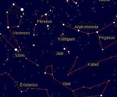 Tähistaevas jaanuaris. Kaart: astronoomia.ee