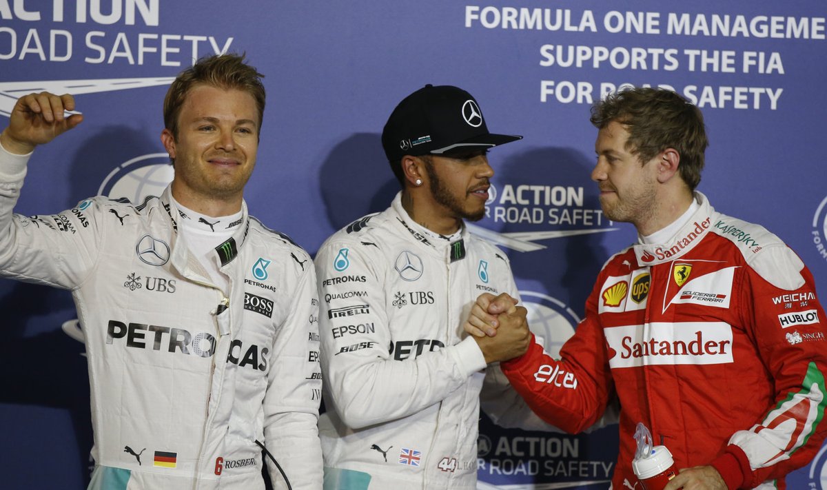 Esikolmik Rosberg, Hamilton ja Vettel
