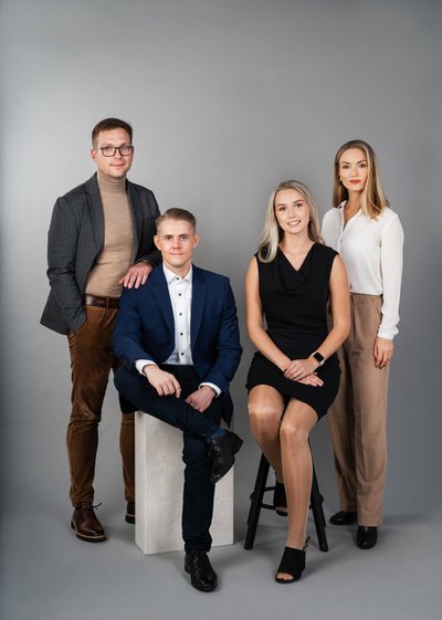 Vasakult: Kenno Kink, juhataja; Margus Põlma, arendaja; Liset Laev, müügiesindaja; Grete Strandberg, turundus