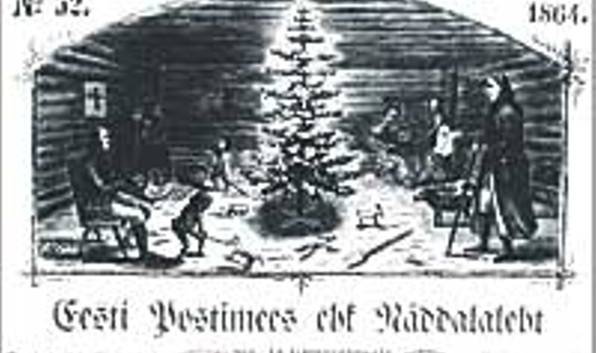 JÕULUPUU TALUTOAS: “Eesti Postimehe” 1864. aasta jõulunumbri tiitlipilt.