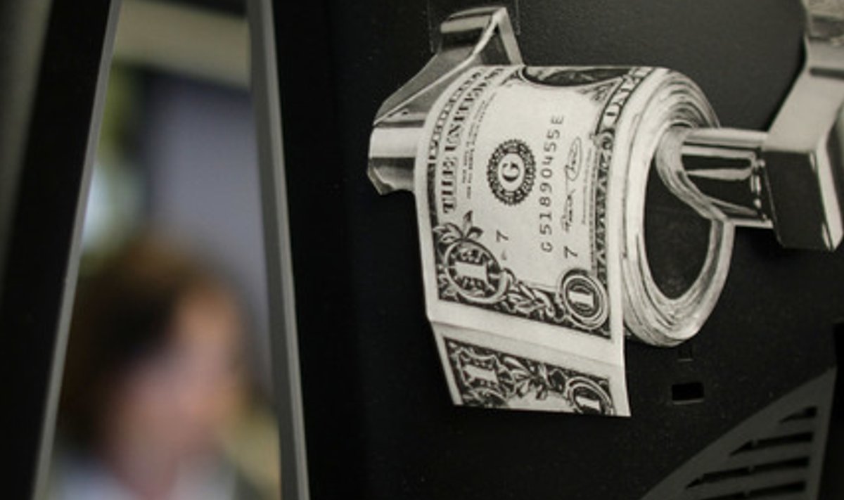 Dollarimärgistusega tualetipaberi ajakirjaväljalõige Frankfurdi börsil.