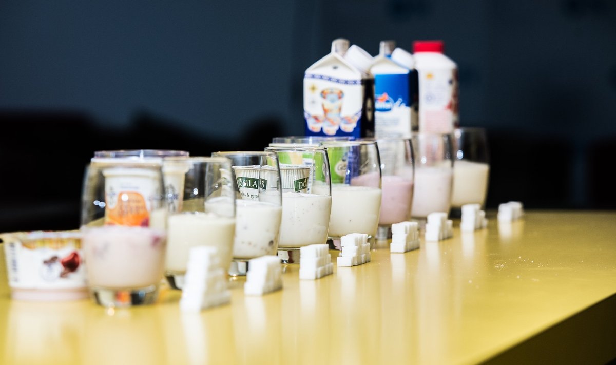 Delfi tehtud eksperiment, kui palju suhkrut erinevad jogurid sisaldavad
