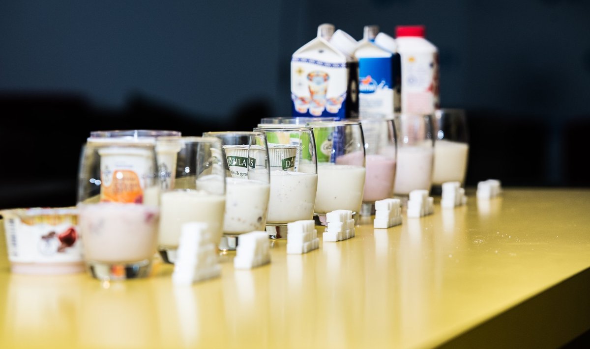 Delfi tehtud eksperiment, kui palju suhkrut erinevad jogurid sisaldavad