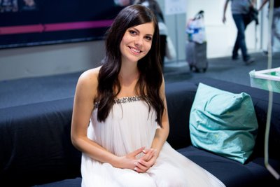 Birgit Sarrap, kes toona kandis veel neiupõlvenime Õigemeel, 2013. aasta Eurovisionil.