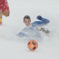 FOTOD: Tihe lumesadu peatas Lilleküla staadionil EM-valikmängu