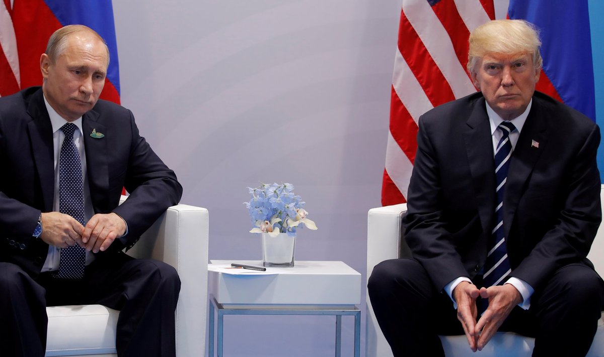 Presidendid Vladimir Putin ja Donald Trump - kehakeel räägib mõnikord iseenda eest.