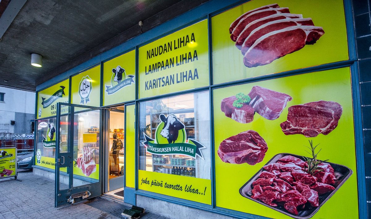 Halal liha müüv kauplus Helsingis.