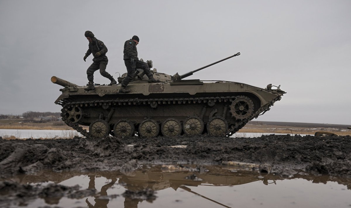 Ukraina sõdurid 10. veebruaril Donetski lähistel.