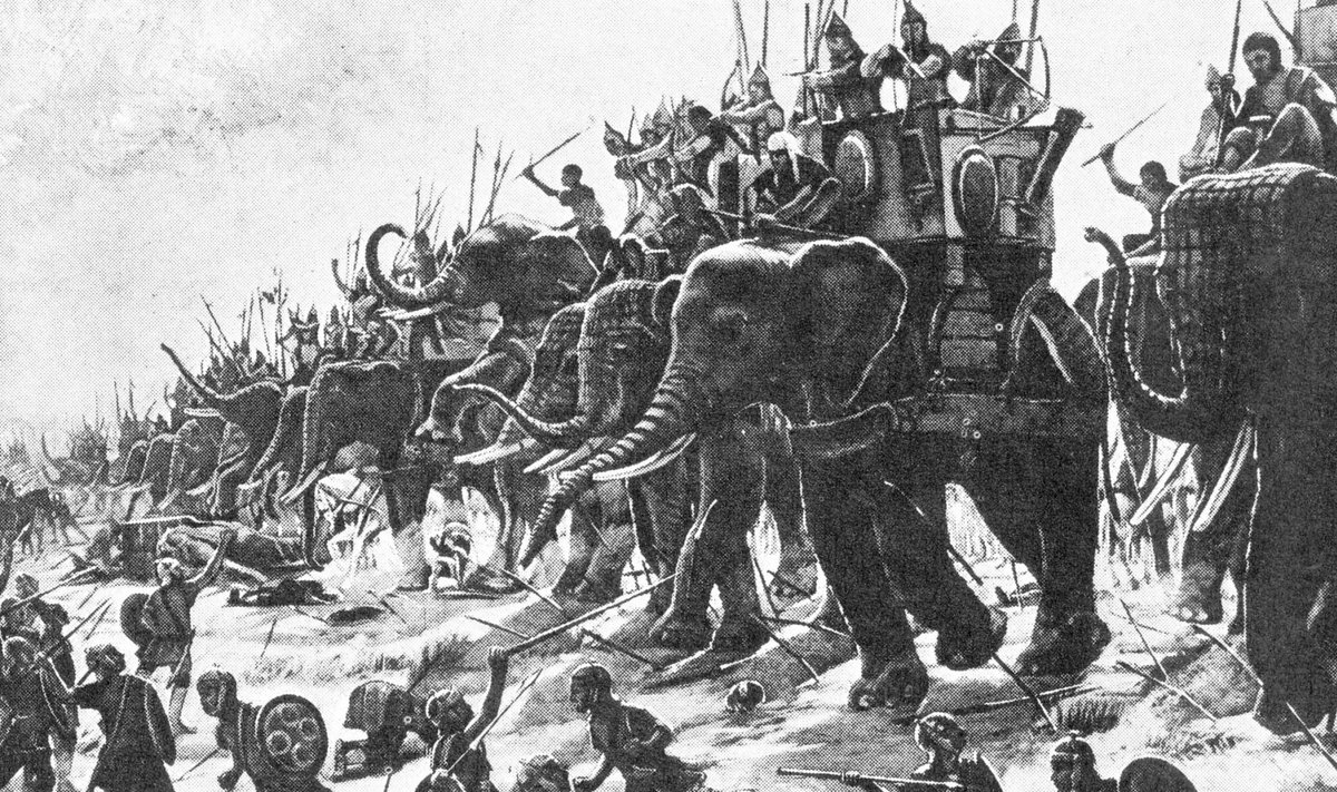 Prantsuse kunstniku Henri-Paul Motte maal "Zama lahing" 1890. aastast. Zama lahing toimus 202. aastal eKr ning roomlased purustasid Kartaago sõjaväe. (Foto: Wikimedia Commons)