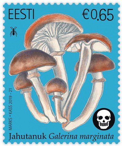 Jahutanukile (Galerina marginata) pühendatud postmark.