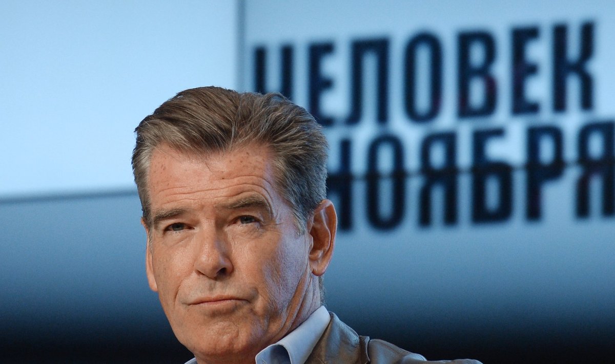 Pierce Brosnan at news conference on new movie The November Man
