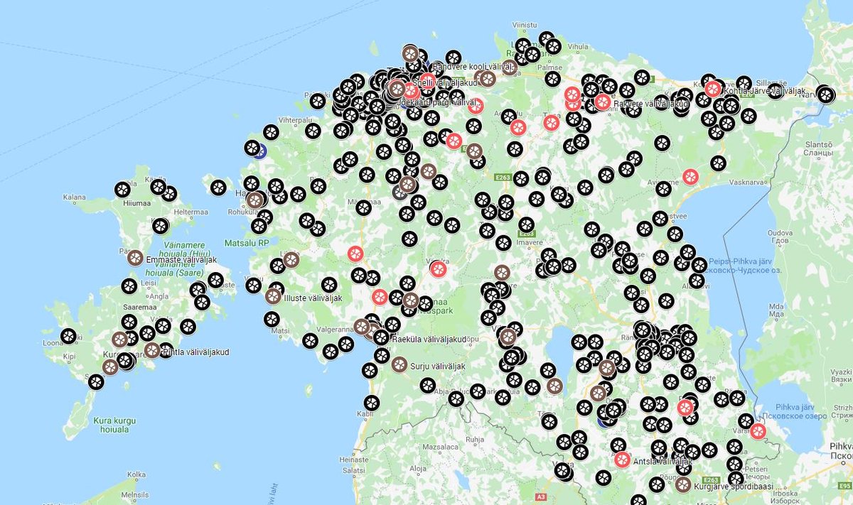 Eesti korvpalli väliväljakute kaart
