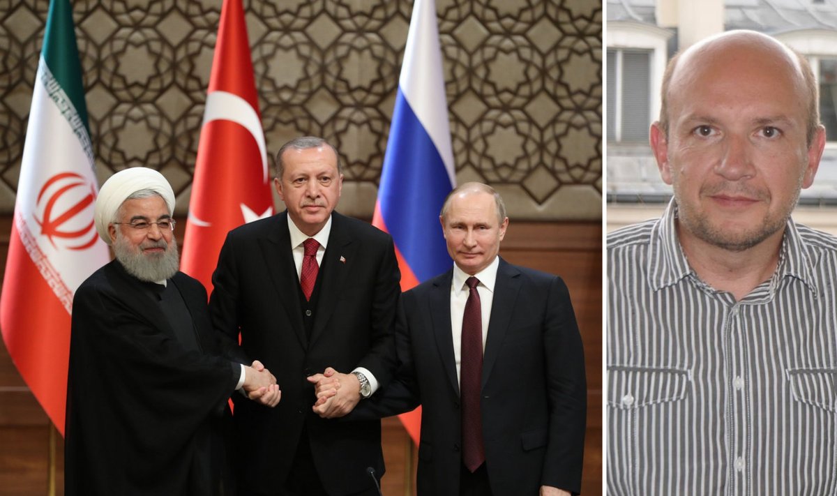Türgi president Erdogan, Venemaa president Putin, Iraani president Rouhani ning kaitseuuringute keskuse teadur Stociescu