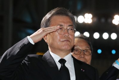 Moon Jae-in sel suvel Korea sõja 70. aastapäeva üritustel Soulis.