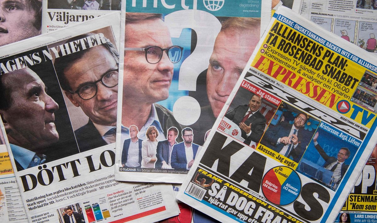 Rootsi ajalehtede esiküljed kõnelevad poliitikat tabanud kaosest ja teadmatusest.