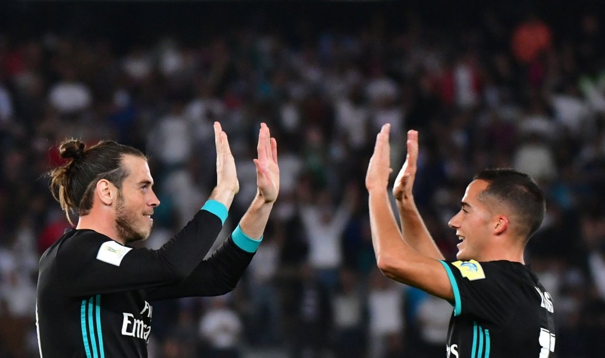 Gareth Bale ja Lucas Vazquez võiduväravat tähistamas