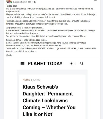 Postitus, mida Facebookis hetkel ümber kopeeritakse. Info selles aga ei vasta tõele