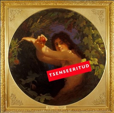 Facebooki nõudel tsenseeritud Johann Köleri maal „Eeva granaatõunaga“ (1880. Eesti Kunstimuuseum)