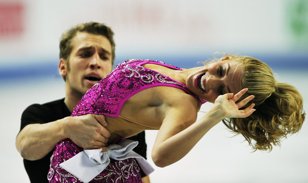 Tobias and Stagniunas of Lithuania perform during their ice dance, free dance routine at the European Figure Skating Championships in Sheffield