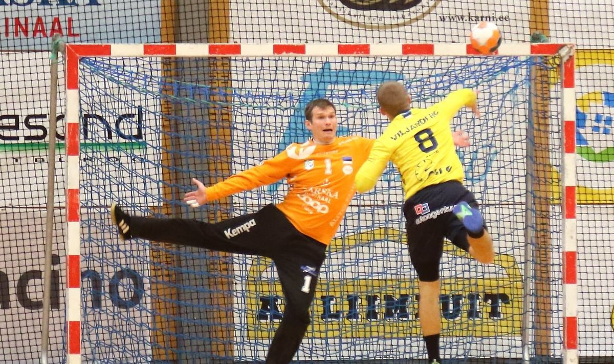Nagu pildil Põlva Serviti vastu, realiseeris Mikk Varik tänagi kiirrünnakuid hea protsendiga ning aitas kuue väravaga Viljandi HC võidule Raasiku/Mistra üle.