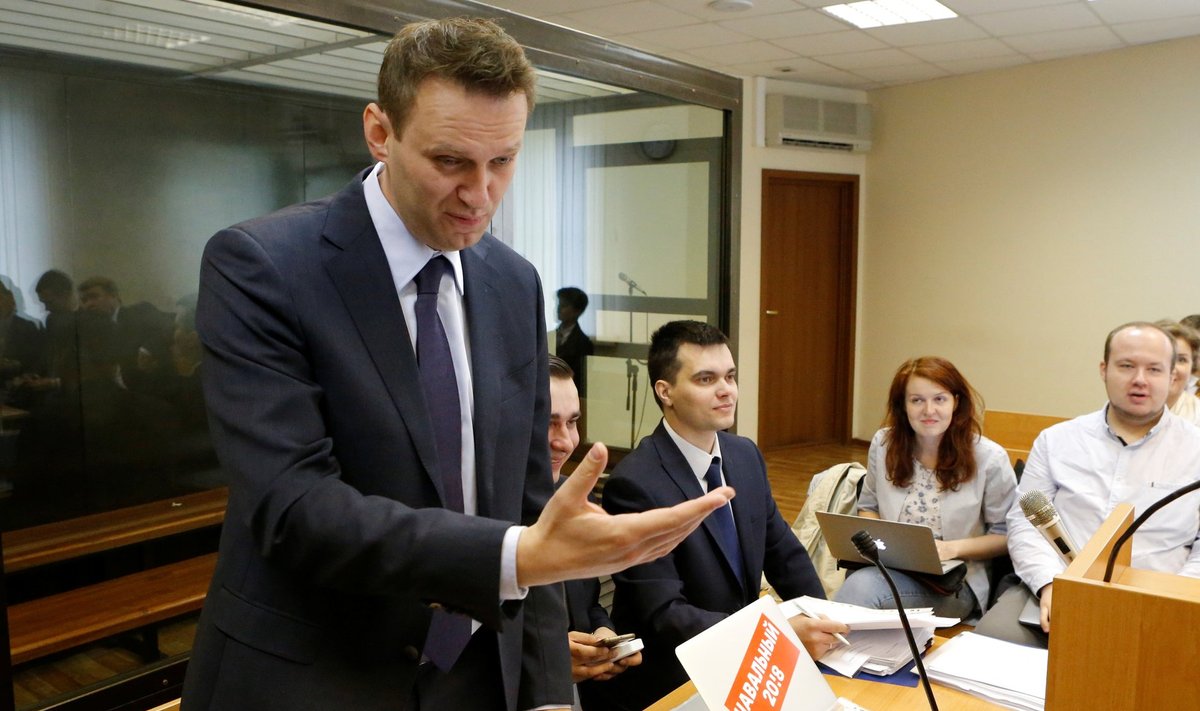 Russian leading opposition figure Navalny attends a hearing in the slander lawsuit filed against him by Russian businessman Usmanov, in a court in Moscow