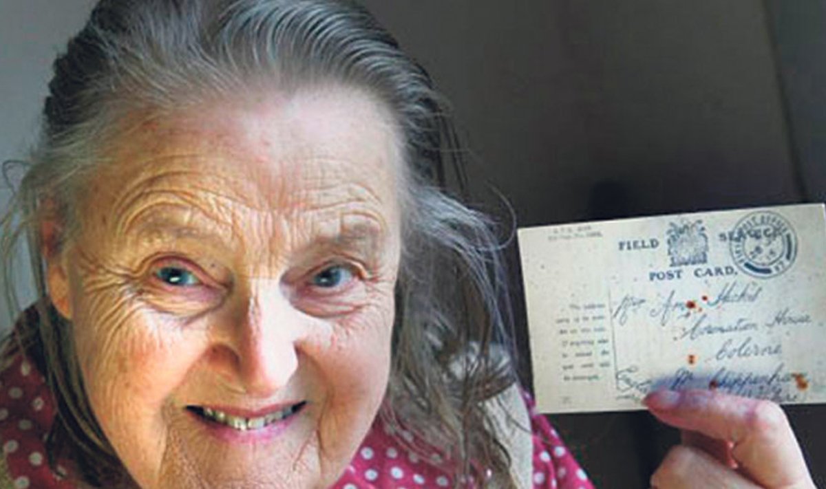 Joyce Hulbert 90 aastat  hiljem kohale jõudnud  välipostkaardiga.
