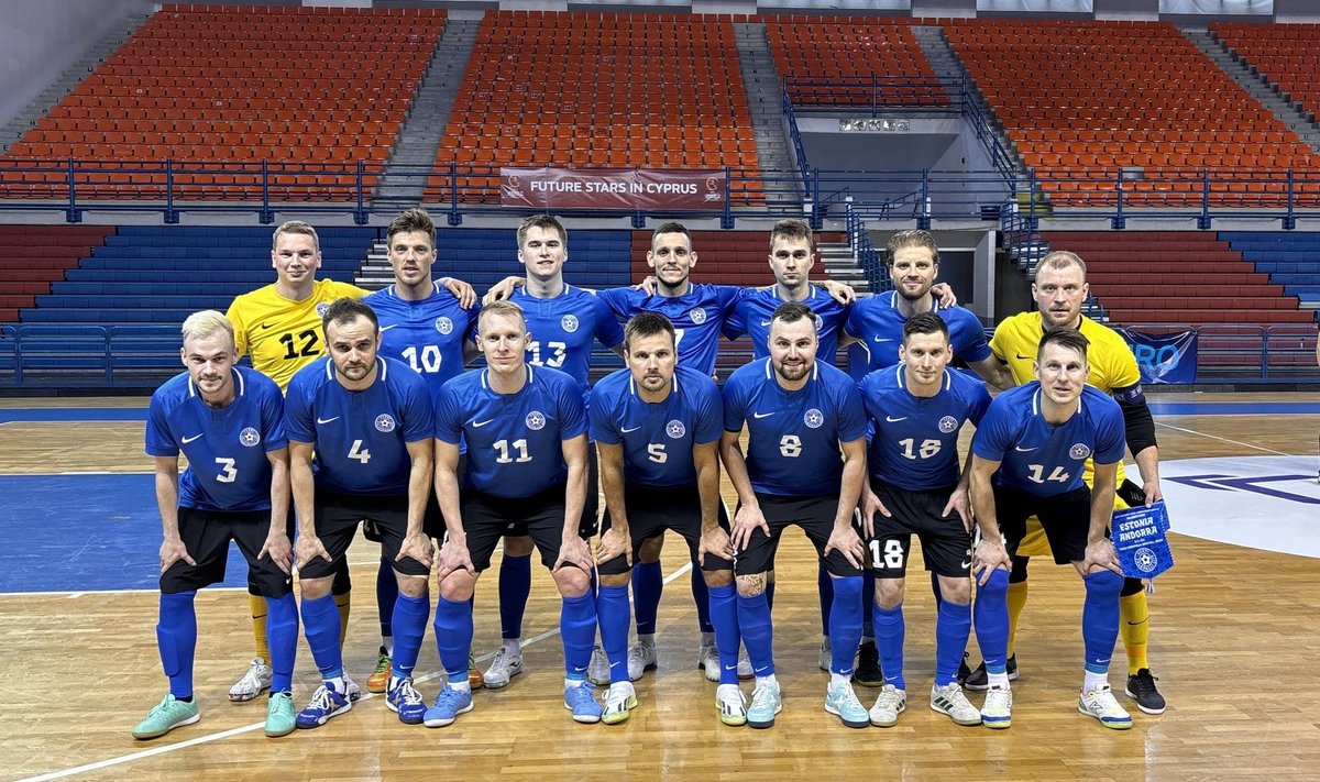 Eesti saalijalgpallikoondise koosseis kohtumises Andorraga.