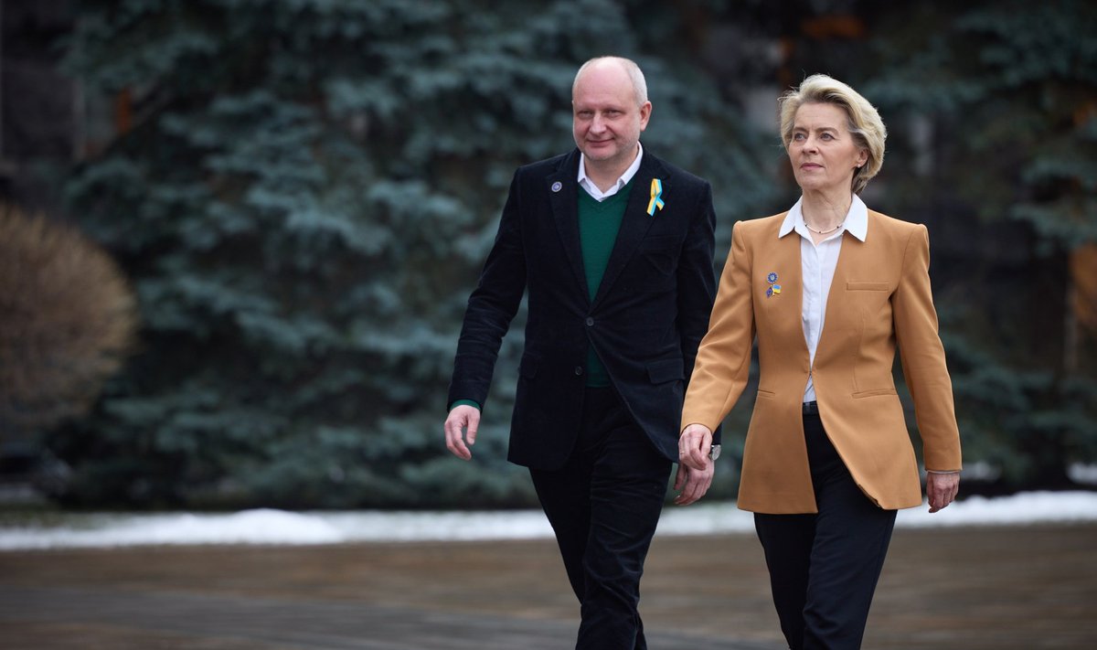 SUURSAADIK JA PRESIDENT: Matti Maasikas ja Ursula von der Leyen tänavu veebruaris Kiievis.