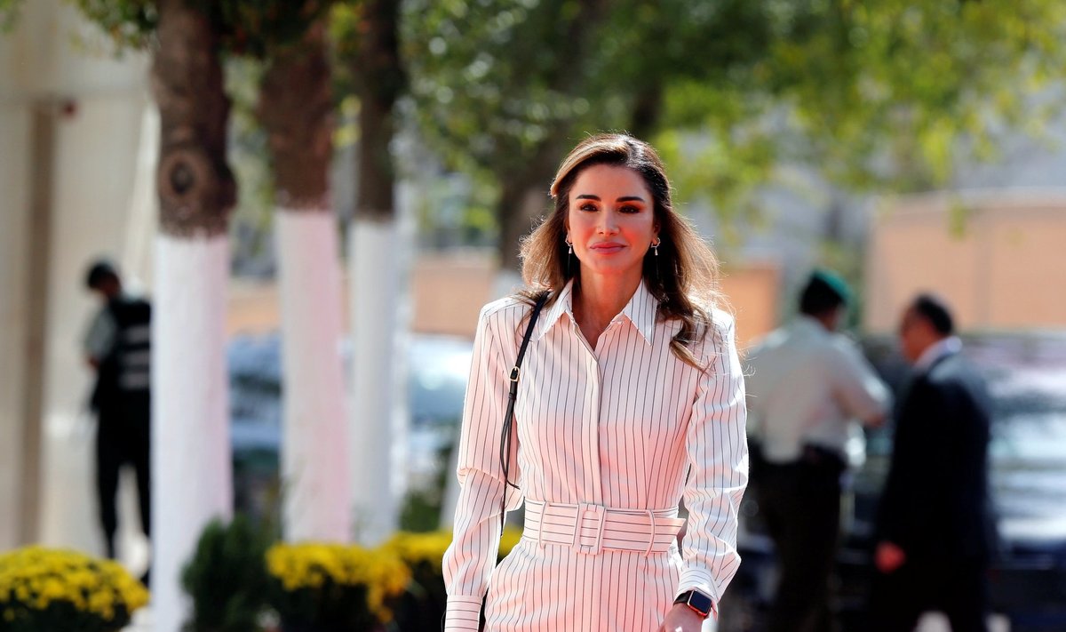 Jordan's Queen Rania arrives for the opening of the third ordinary session of 18th Parliament in Amman