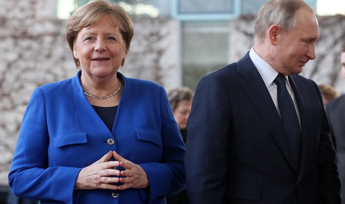 Angela Merkel ja Vladimir Putin 2020. aasta alguses Berliinis