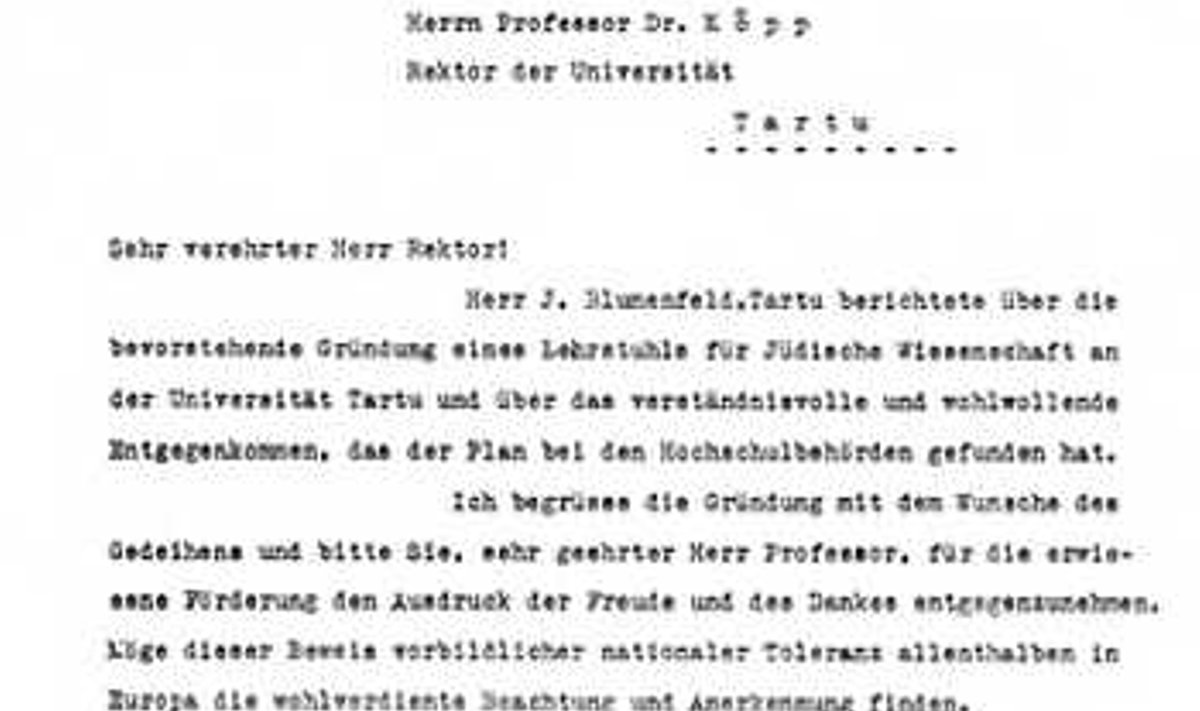 RARITEET: Professor Albert Einsteini kiri Tartu Ülikooli rektorile Johan Kõpule 16. oktoobrist 1930.