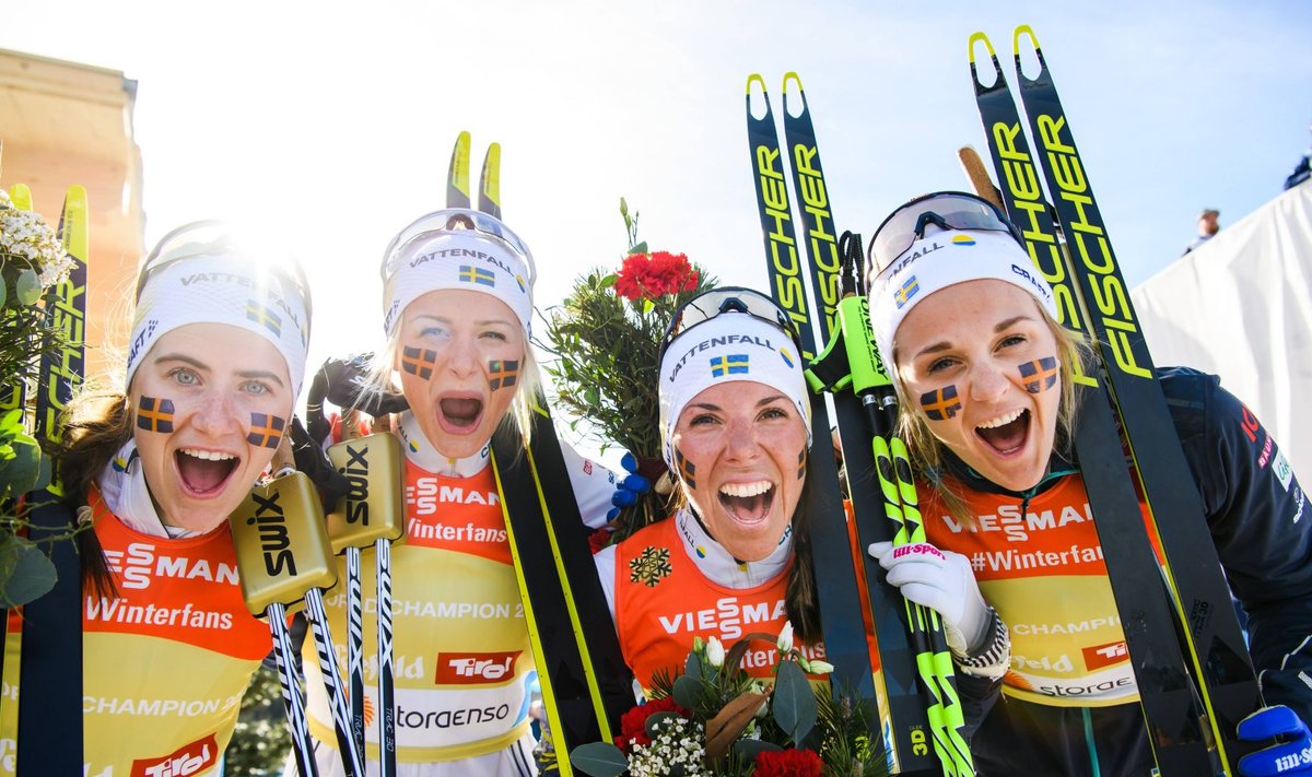 Mis saab Rootsi suusatamisest? Vasakult:  Ebba Andersson, Frida Karlsson, Charlotte Kalla ja Stina Nilsson