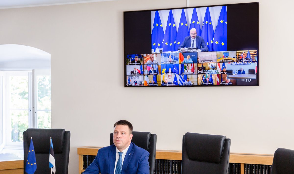 Peaminister Jüri Ratas erakorralisel Euroopa Ülemkogu videokohtumisel
