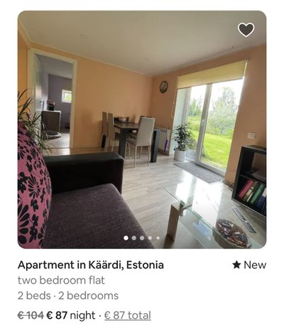 Kuvatõmmis Airbnb kodulehelt