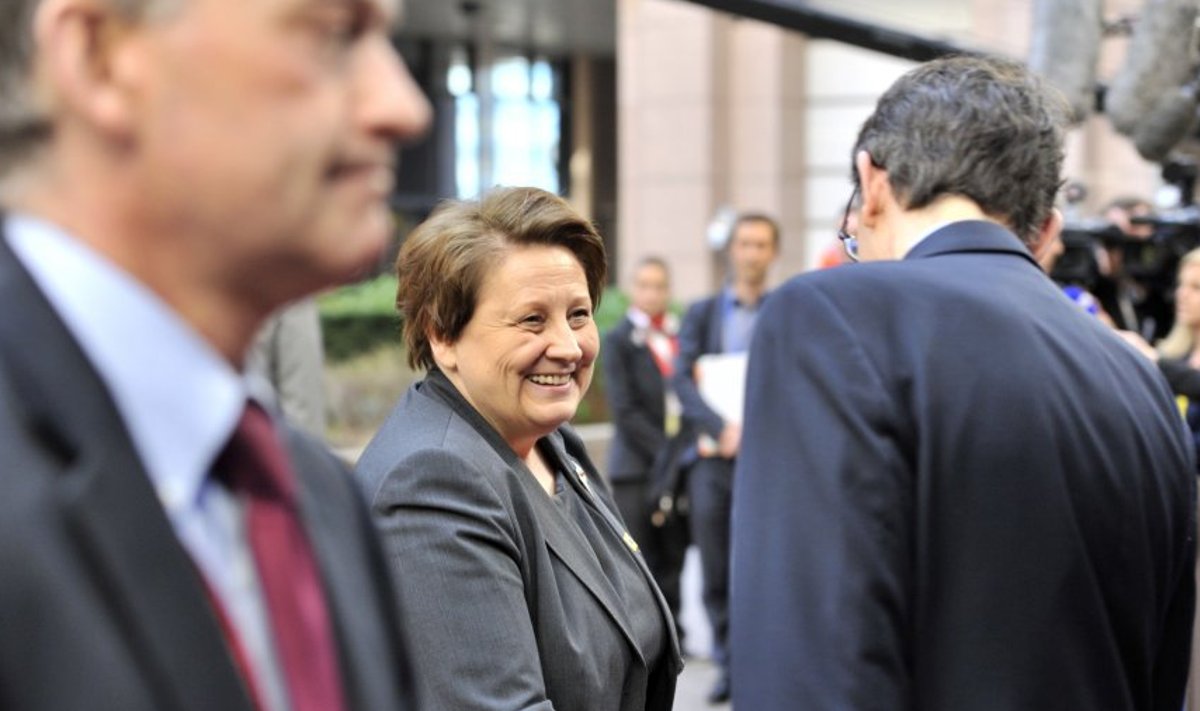 Läti peaminister Laimdota Straujuma 20. märtsil Euroopa Komisjoni kogunemisel Brüsselis