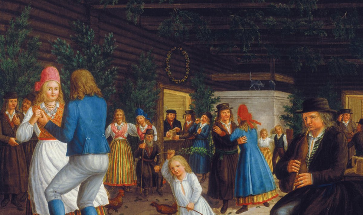 Kui trall käis hommikuni: “Talupojad tantsimas”. Lorenz Heinrich Peterseni õlimaal 1840. aastatest. 