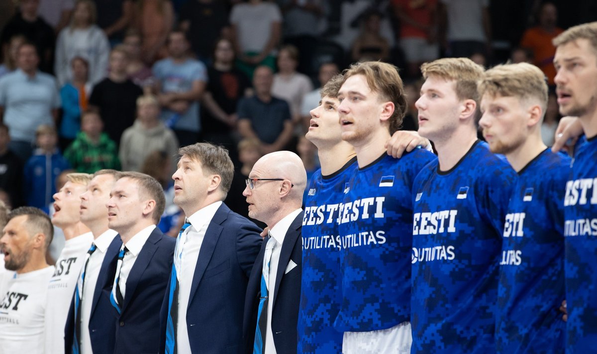 Eesti korvpallikoondis OM-i eelvalikturniiril Tallinnas.