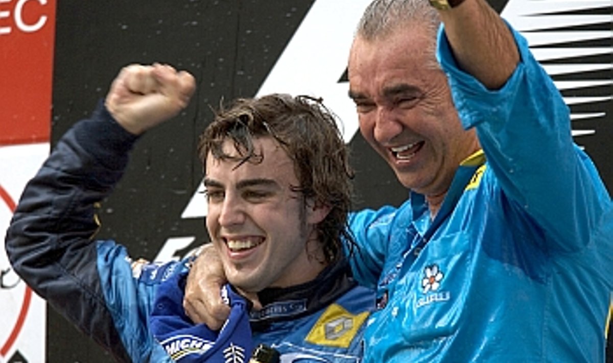 MAAILMAVALLUTAJAD: Alonso (vasakul) ja Briatore tõid Renault"'le kaks MM-tiitlit, aasta pärast lähevad nende teed lahku. LAT