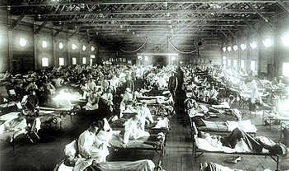 HAIGE HAIGE OTSA: Gripihaigete hospidal Kansases 1918. aasta gripilaine ajal. Ilmselt Bostoni sõjasadama kaudu Ühendriikidesse saabunud viirus nõudis nii palju inimelusid, et tekkis puudus hauakaevajatest ja kirstudest. Repro