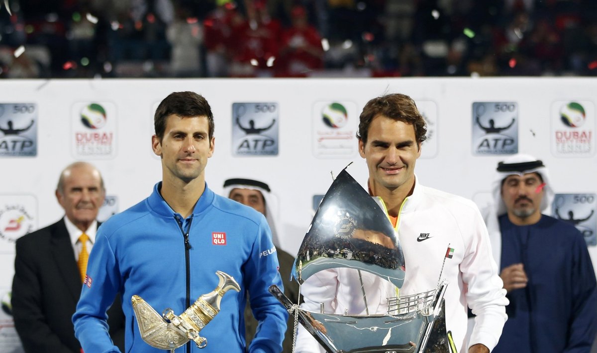 Roger Federer ja Novak Djokovic pärast Dubai turniiri finaali